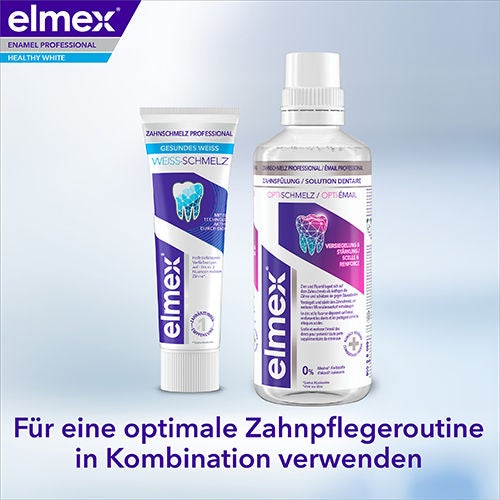 elmex Zahnpasta und Mundspülung, empfohlen für optimale Zahnpflegeroutine.